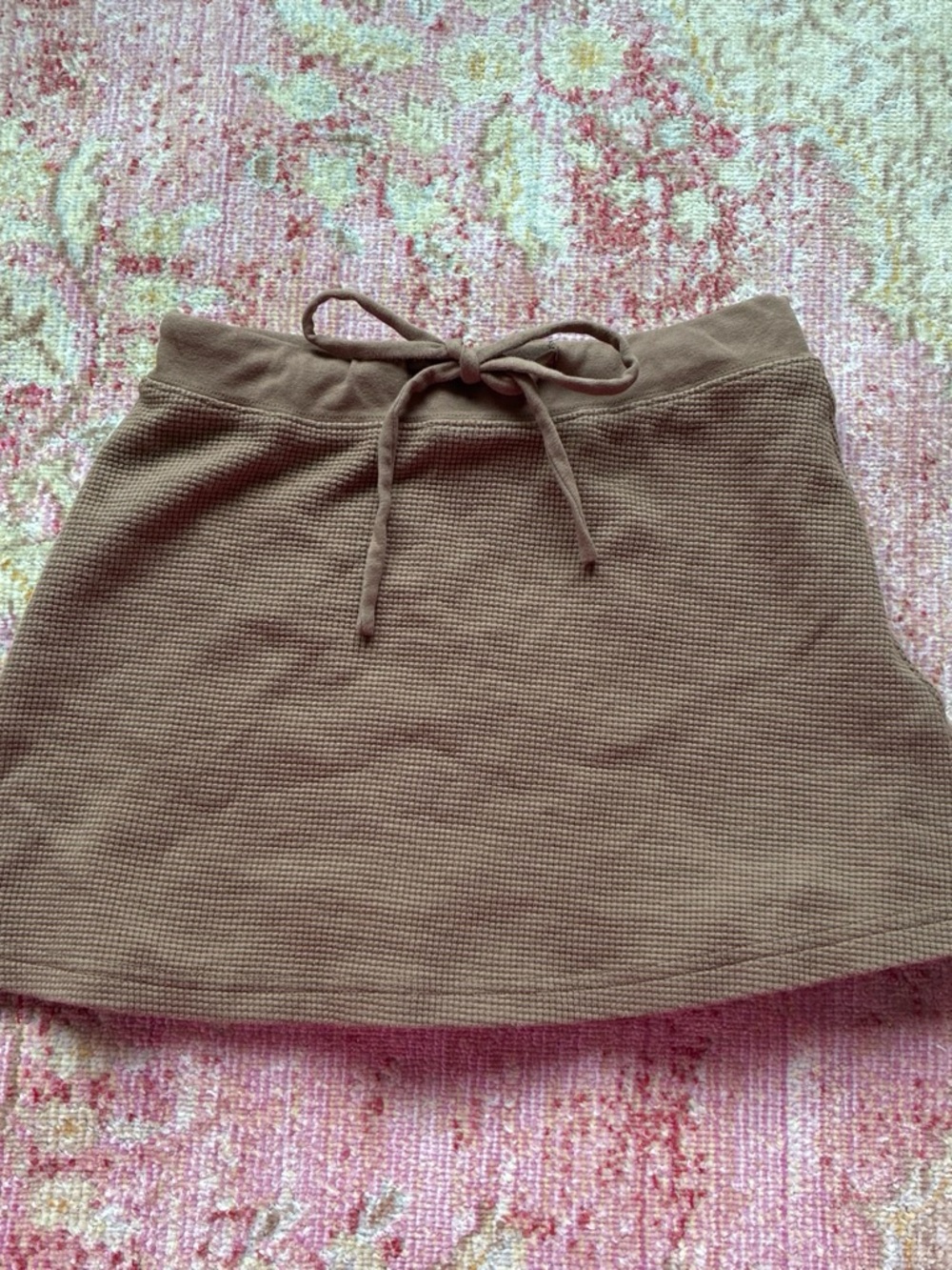 Brandy Melville Brown Knit Drawstring Mini Skirt
